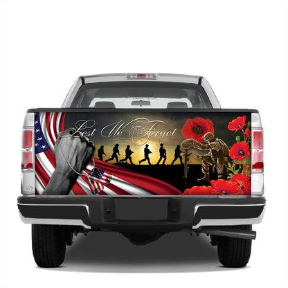 Petthouse | Veteran American Truck Tailgate Decal Us Veteran Lest We Forget Tailgate Vinyl Decal Remembrance Day