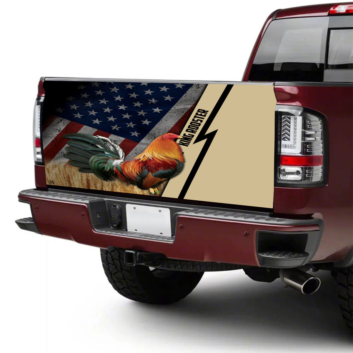 Petthouse | King Rooster Truck Tailgate Wrap Decal Rooster American Flag Farmer Gift Car Decor