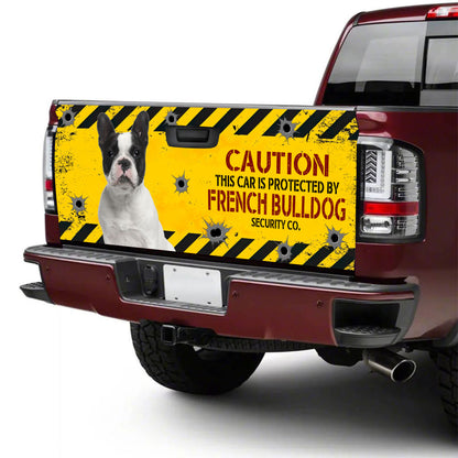 Petthouse | French Bulldog Caution Tailgate Vinyl Graphic Wrap Frenchie Dog Tailgate Decals