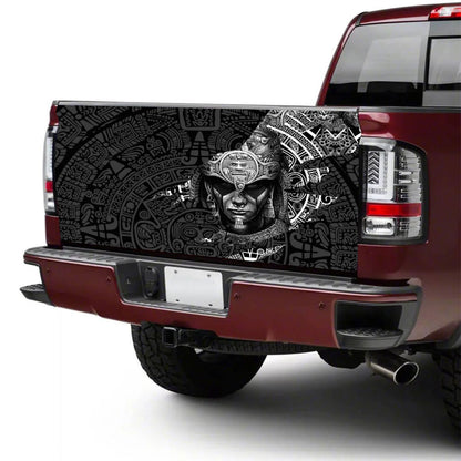 Petthouse | Aztec Warrior Tailgate Wrap Aztec Calendar Pattern Tailgate Cover Aztec Style Cover Car Decoration