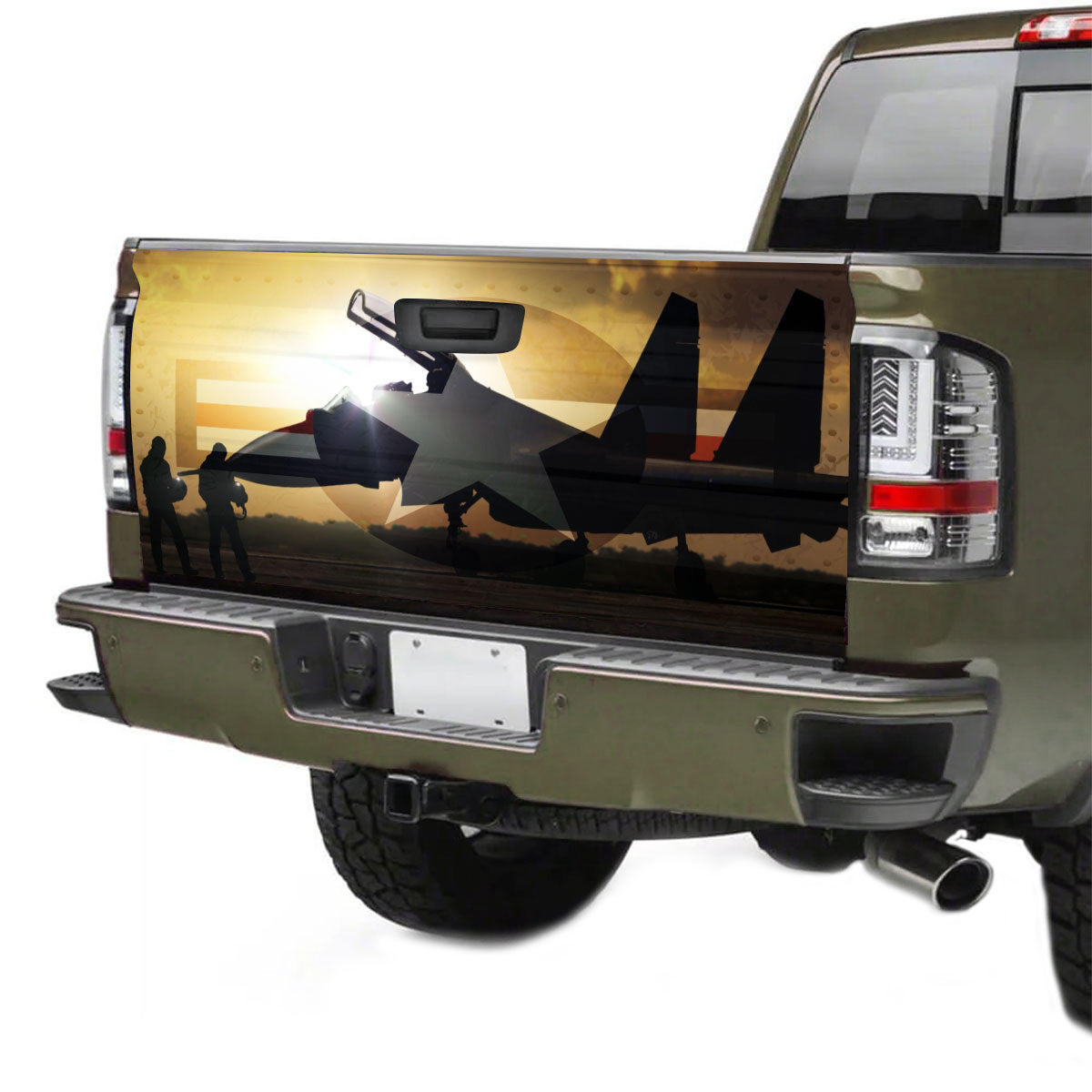 Petthouse | American Soldier Aircraf Tailgate Wrap Vinyl Graphic Decal  American Patriot Sticker Tailgate