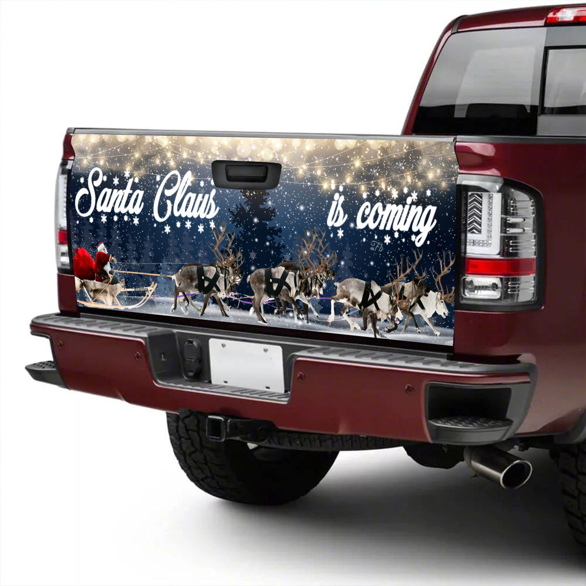 Petthouse | Santa Claus Is Coming Tailgate Wrap Tailgate Sticker Decal Reindeer And Santa Xmas Gift