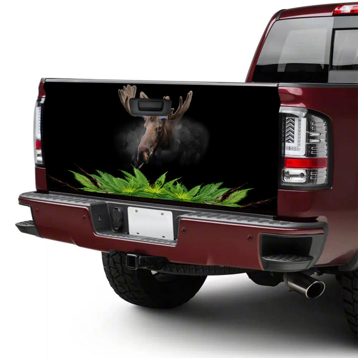 Petthouse | Mose Smoke Cannabjs Tailgate Wrap, Funny Moose Tailgate Wrap, Moose Hunter Tailgate Wrap