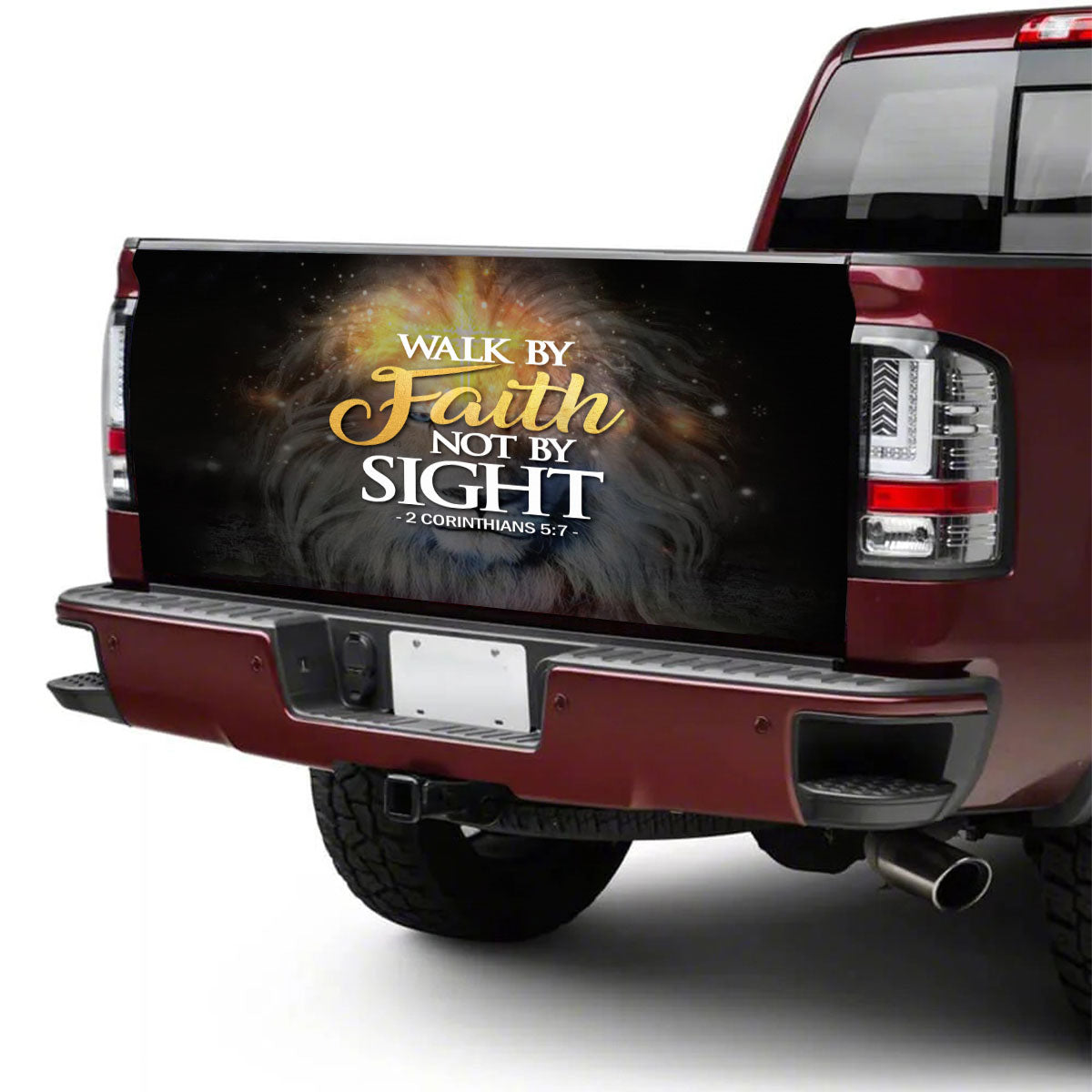 Petthouse | Walk By Faith Not By Sight Tailgate Wrap Lion Face Tailgate Wrap Lion Star Cover Car Decoration