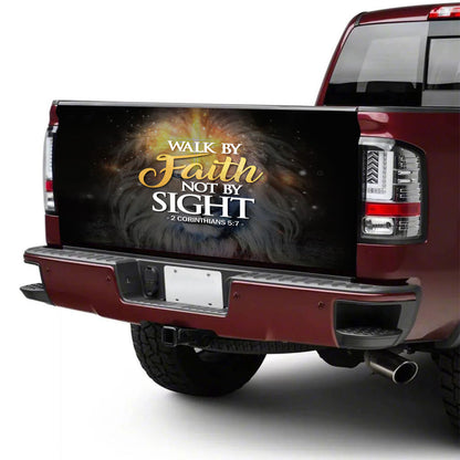 Petthouse | Walk By Faith Not By Sight Tailgate Wrap Lion Face Tailgate Wrap Lion Star Cover Car Decoration