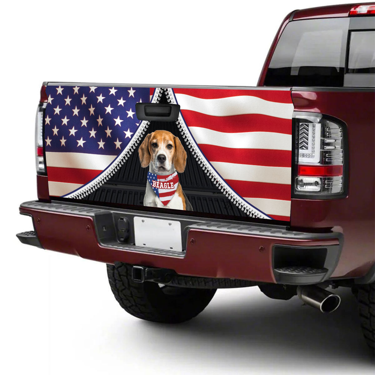 Petthouse | Beagle Dog Trucktailgate Wrap Tailgate Decals Tailgate Wrap American Flag Dog Lover