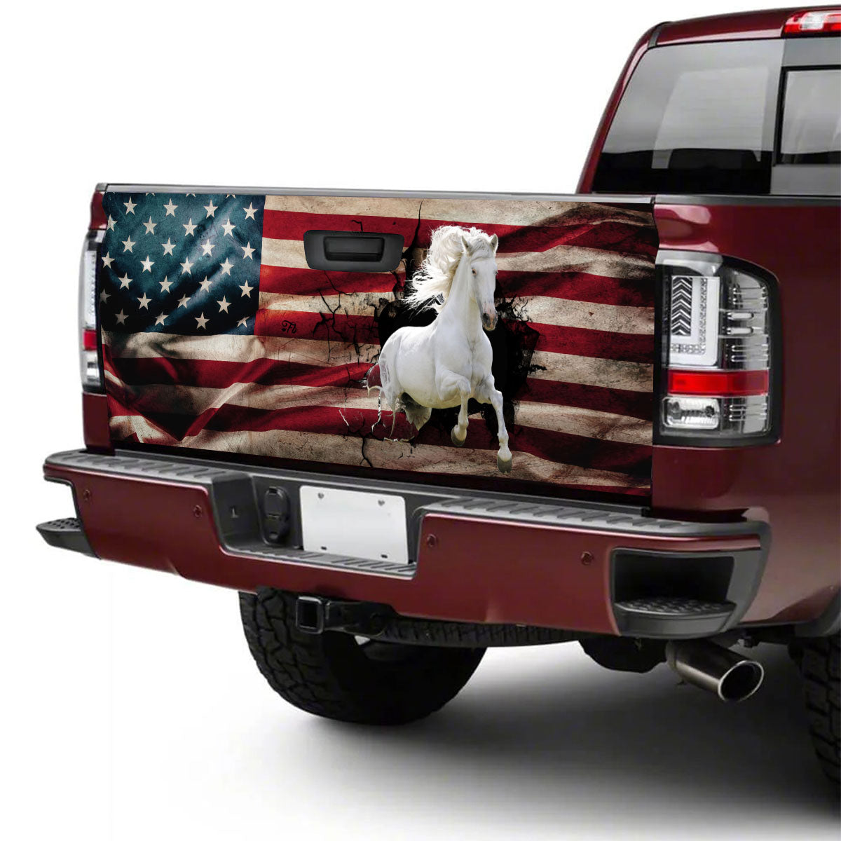 Petthouse | White House Tailgate Wrap Old America Flag Cover Horse Lover Wrap America Horse Wrap Patriot Gift