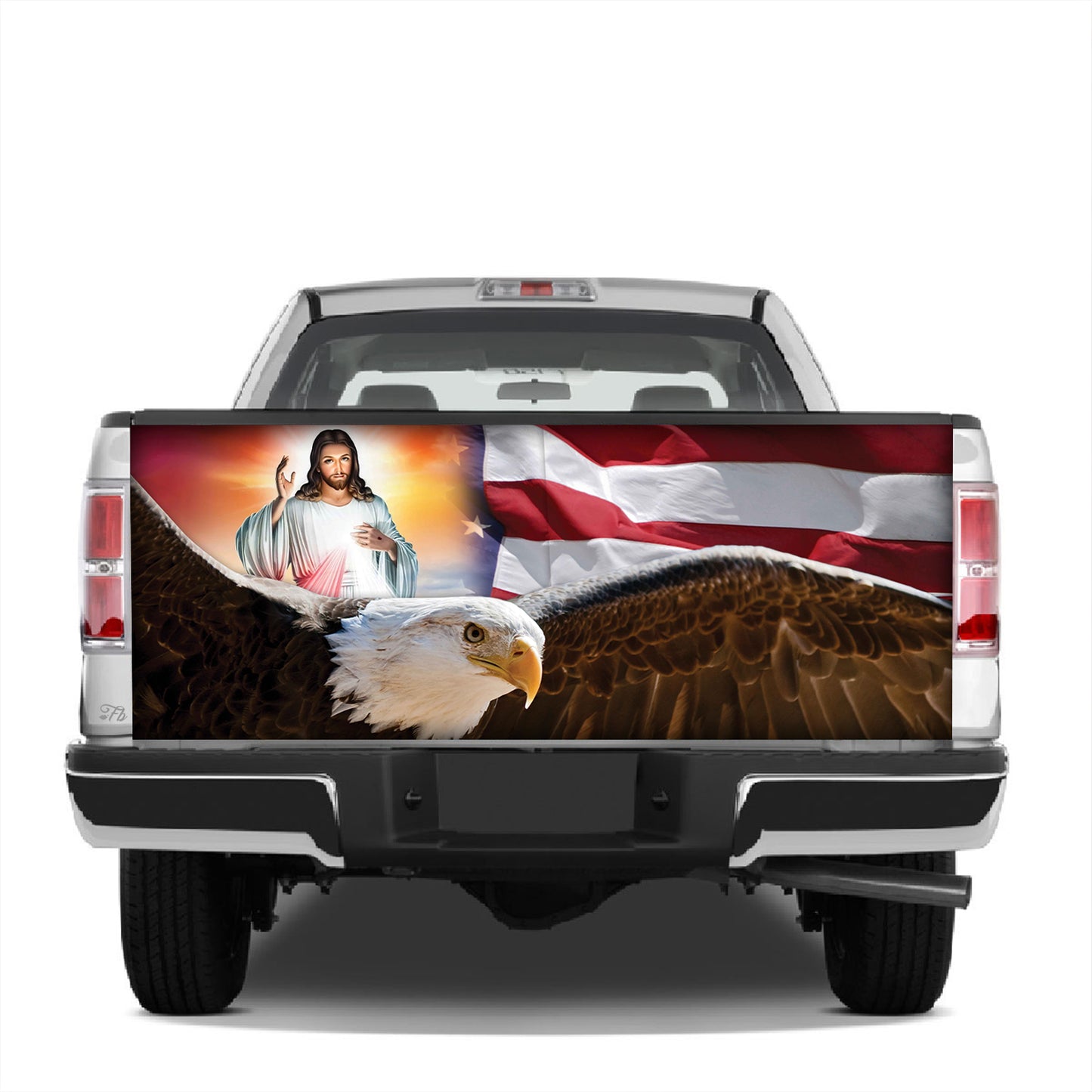 Petthouse | Eagle Jesus American Tailgate Wrap, Patriotic Day Holiday Truck Decor Gift