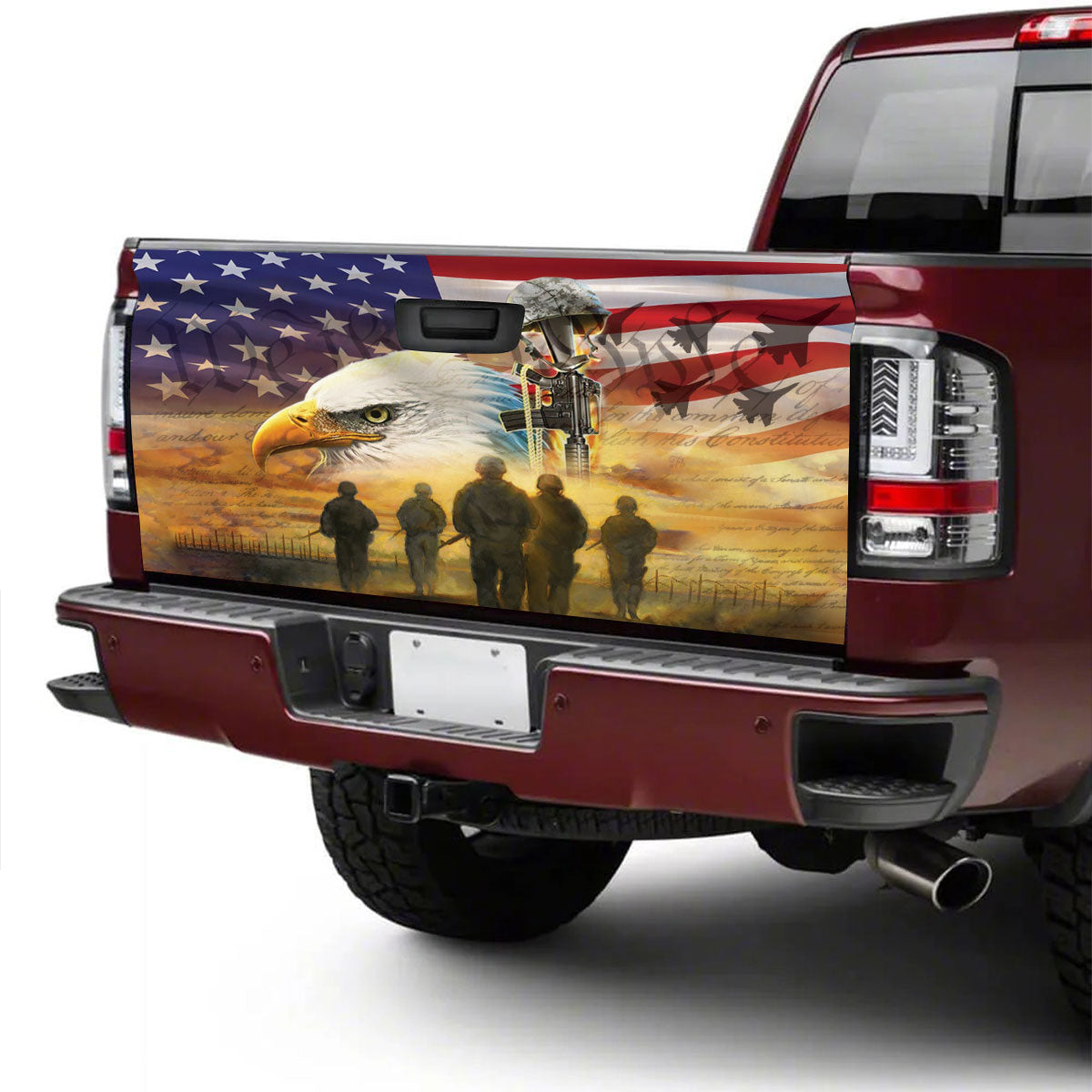 Petthouse | American Veteran Soldier Military Tailgate Wrap Vinyl Graphic Us Veteran Decal Sticker Memorial Day