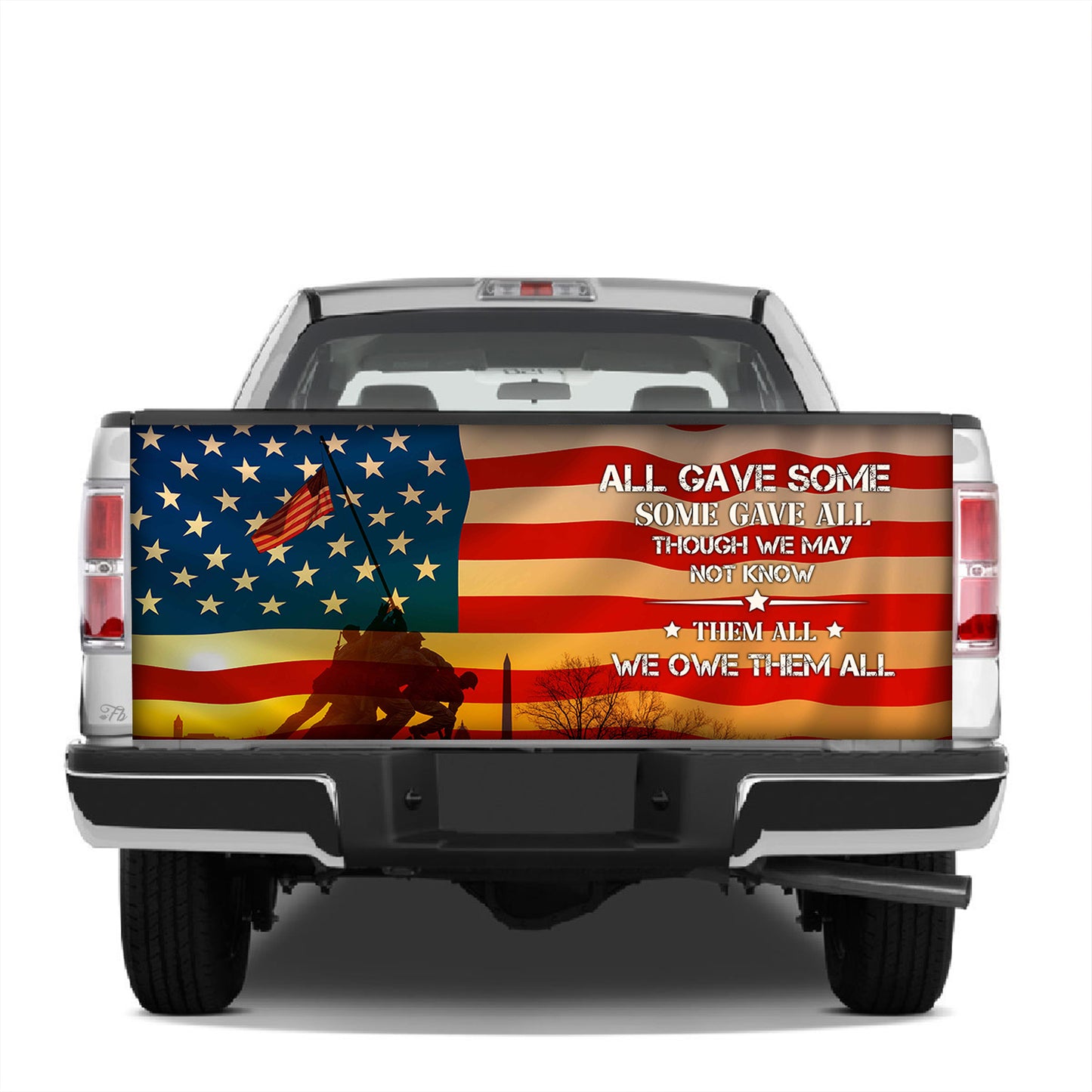 Petthouse | All Gave Some Wrap American Warriors Tailgate Cover America Flag Wrap Patriot Car Decoration