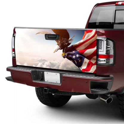 Petthouse | Eagle Flying Tailgate Wrap Eagle Hold Flag Wrap America Flag Cover Eagle Cover Car Decoration