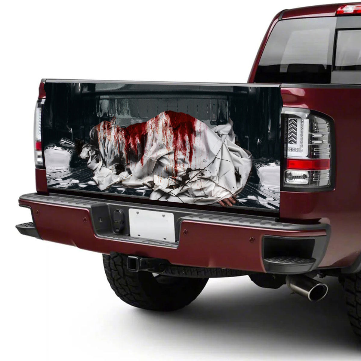 Petthouse | Death Women Bloody Horror Tailgate Wrap Vinyl Graphic Decal Sticker Dead Body On Floor Scary