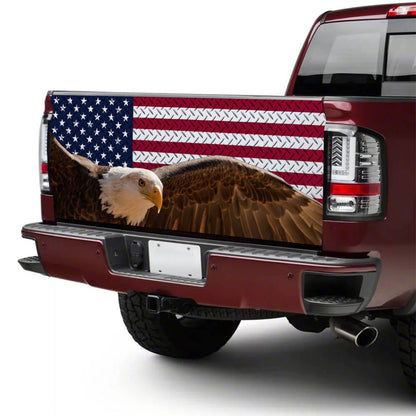 Petthouse | Eagle American Flag Steel Truck Tailgate Decal Flying Eagle Truck Decal American Patriot Gift