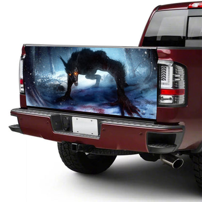 Petthouse | Werewolf Tailgate Wrap Wolf Tailgate Cover Horror Snowing Night Car Decal Car Decoration