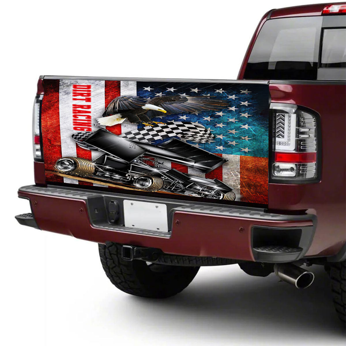 Petthouse | Eagle Dirt Racing Truck Tailgate Decal Car Racing Dirty Flag American Flag Vintage Racing Lover