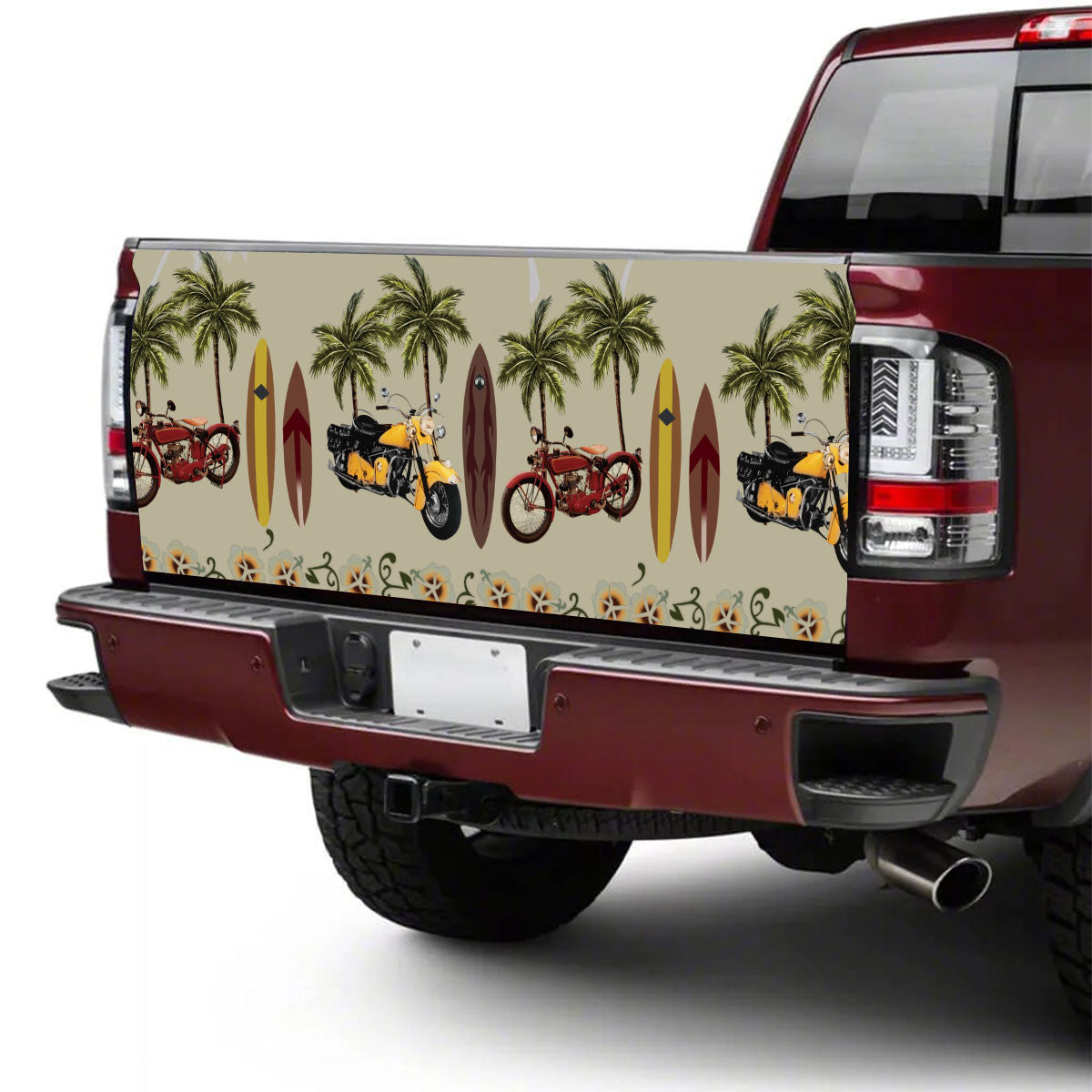 Petthouse | Motorcycle Tropical Summer Truck Tailgate Wrap Decal Biker Gift Dad Gift Husband Gift Surfing Lover