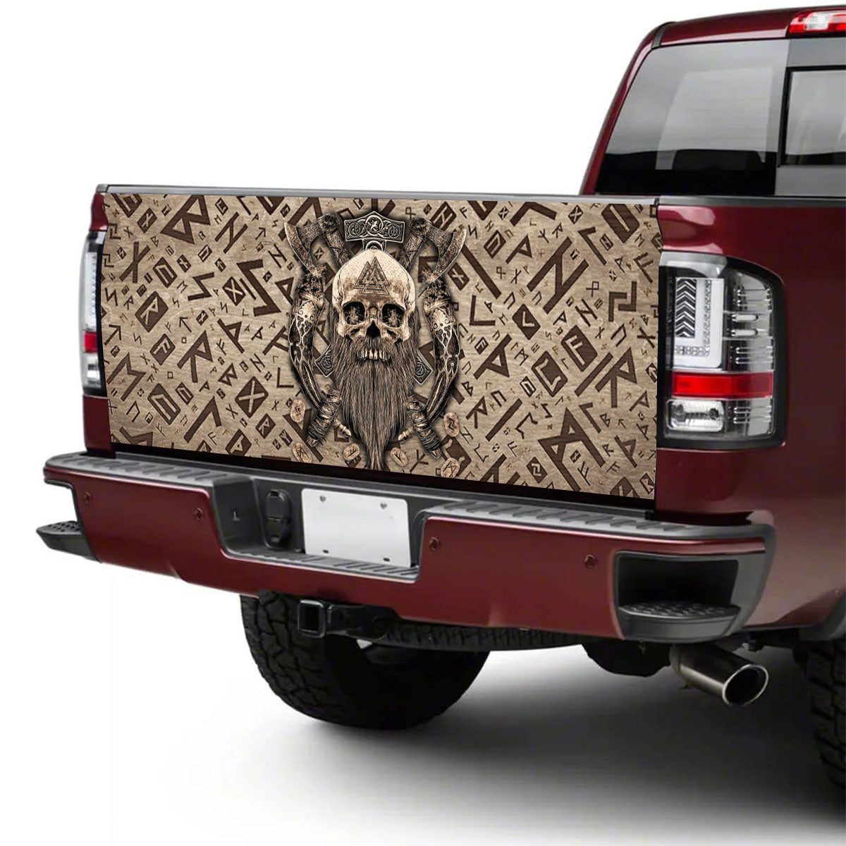 Petthouse | Viking Warrior Skull Viking Pattern Tailgate Wrap Scandinavian Pattern Cover Car Decoration