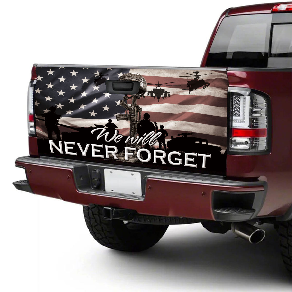 Petthouse | We Will Never Forget Veteran's Day Tailgate Wrap Decal American Veteran Truck Decor