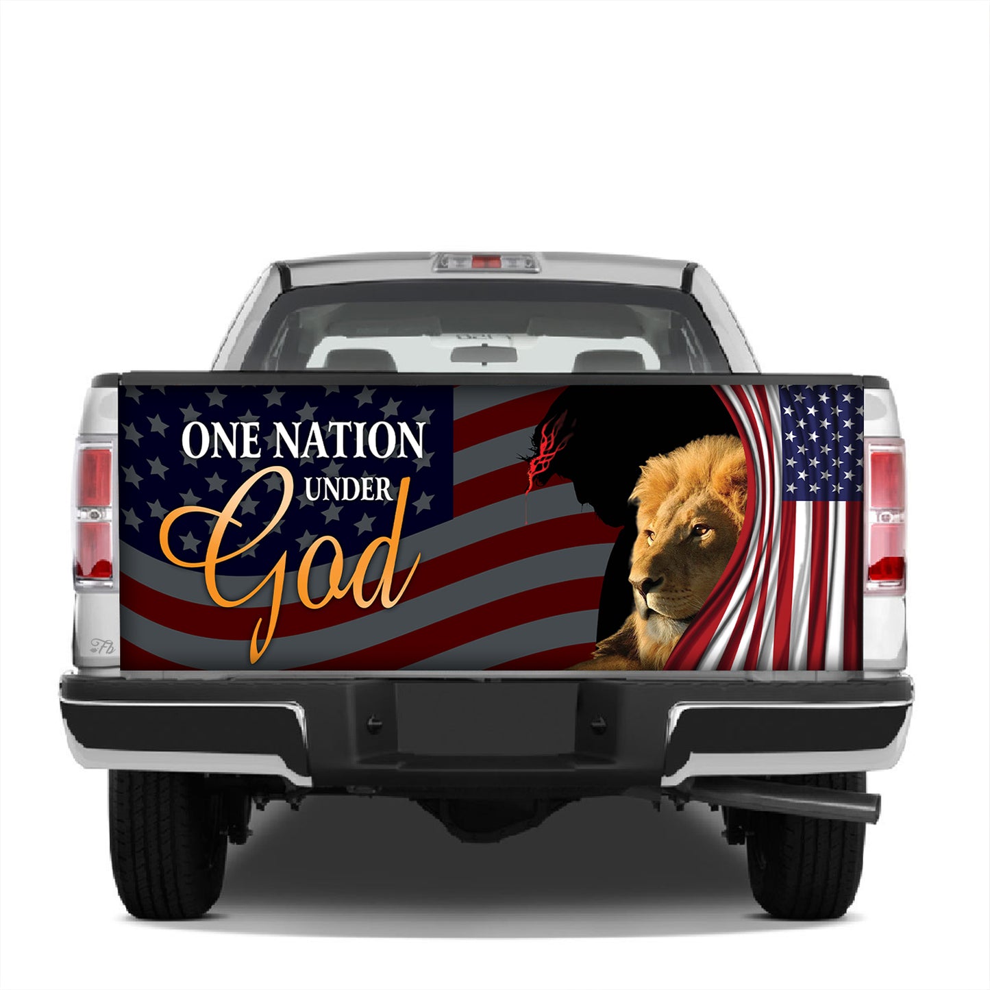 Petthouse | Lion Jesus One Nation Under God American Tailgate Wrap, Patriotic Day Gift