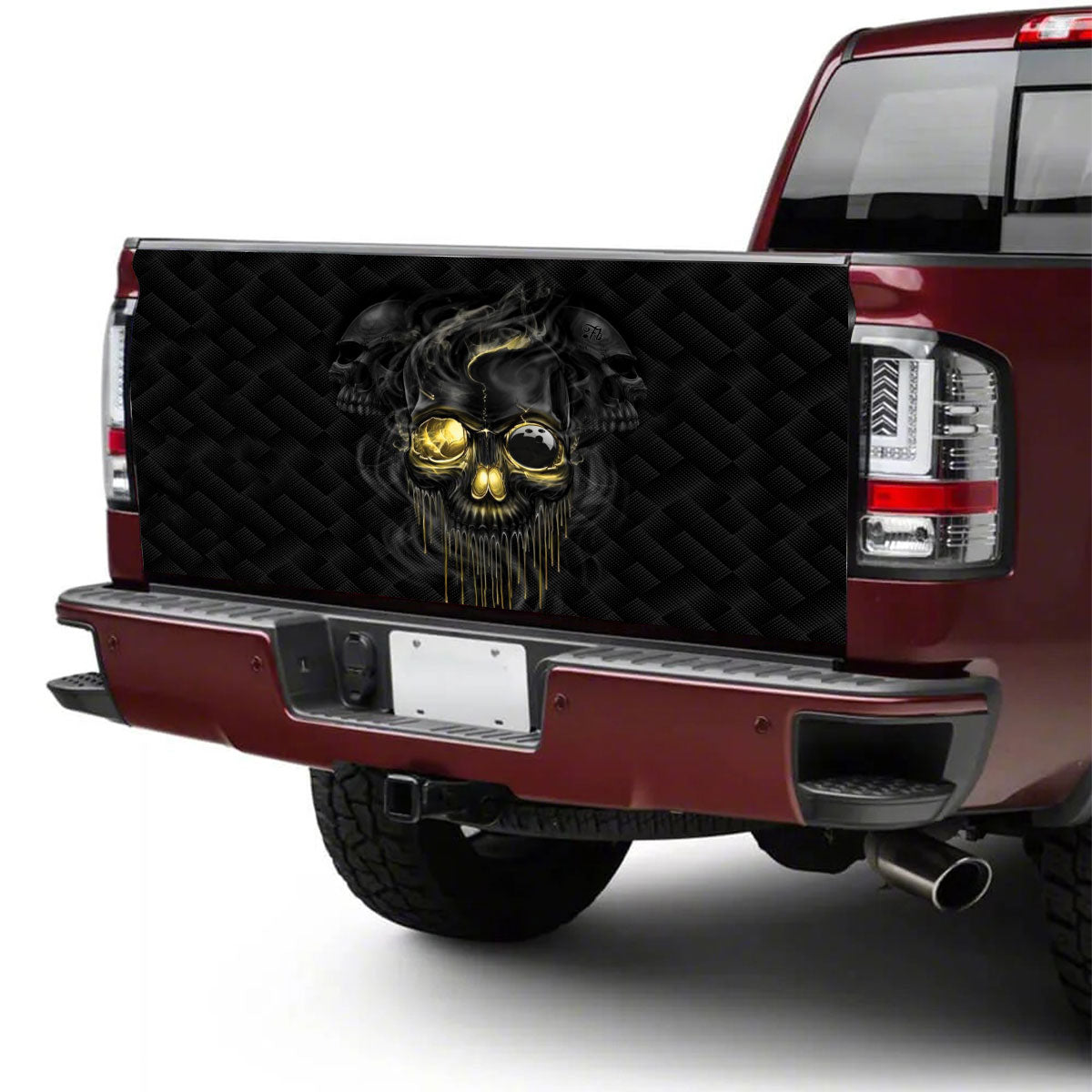 Petthouse | Black Skull Pattern Tailgate Wrap Black Skull Tailgate Wrap Horror Style Cover Car Decor