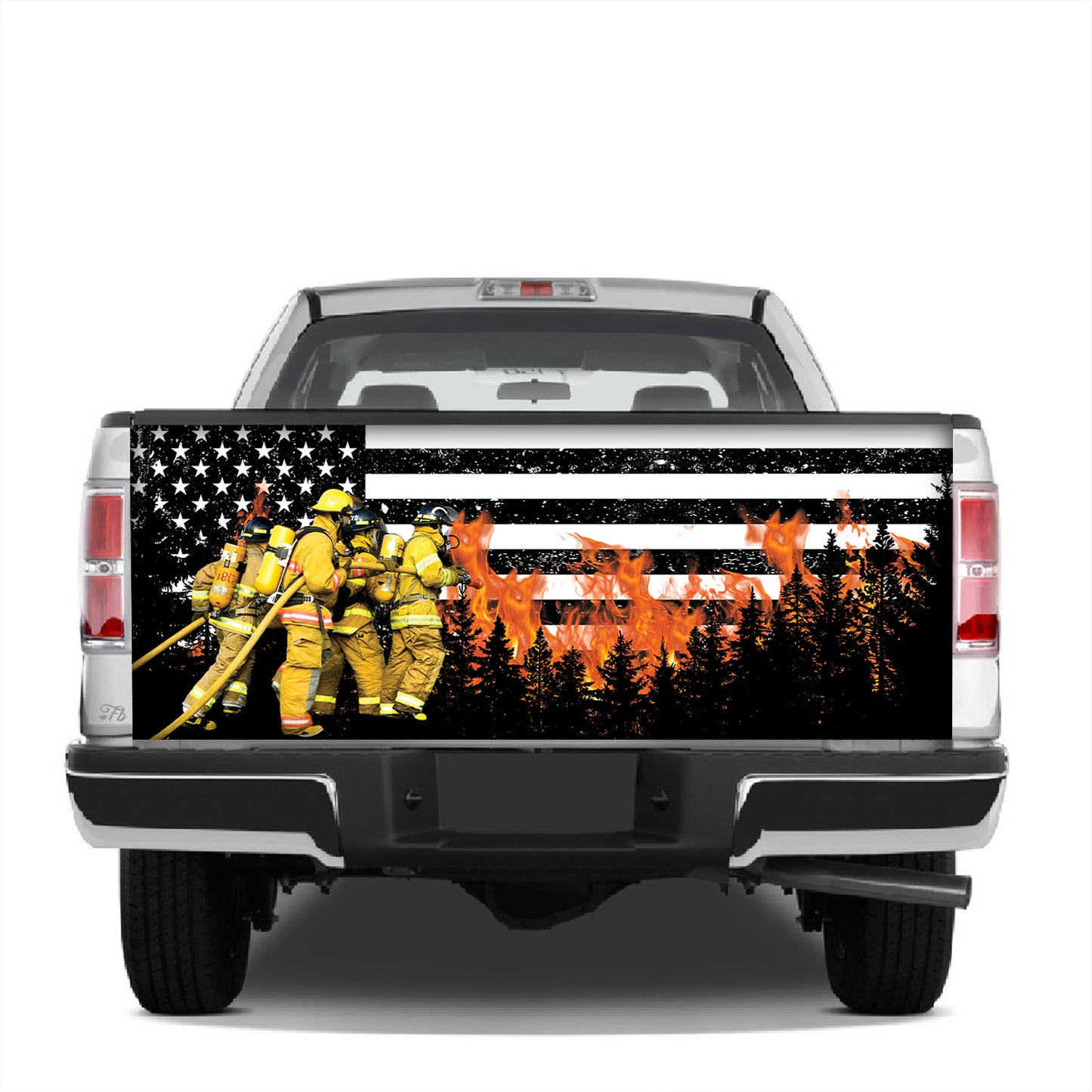 Petthouse | Firefighter American Printed Tailgate Wrap, Firemen Dad Truck Decor