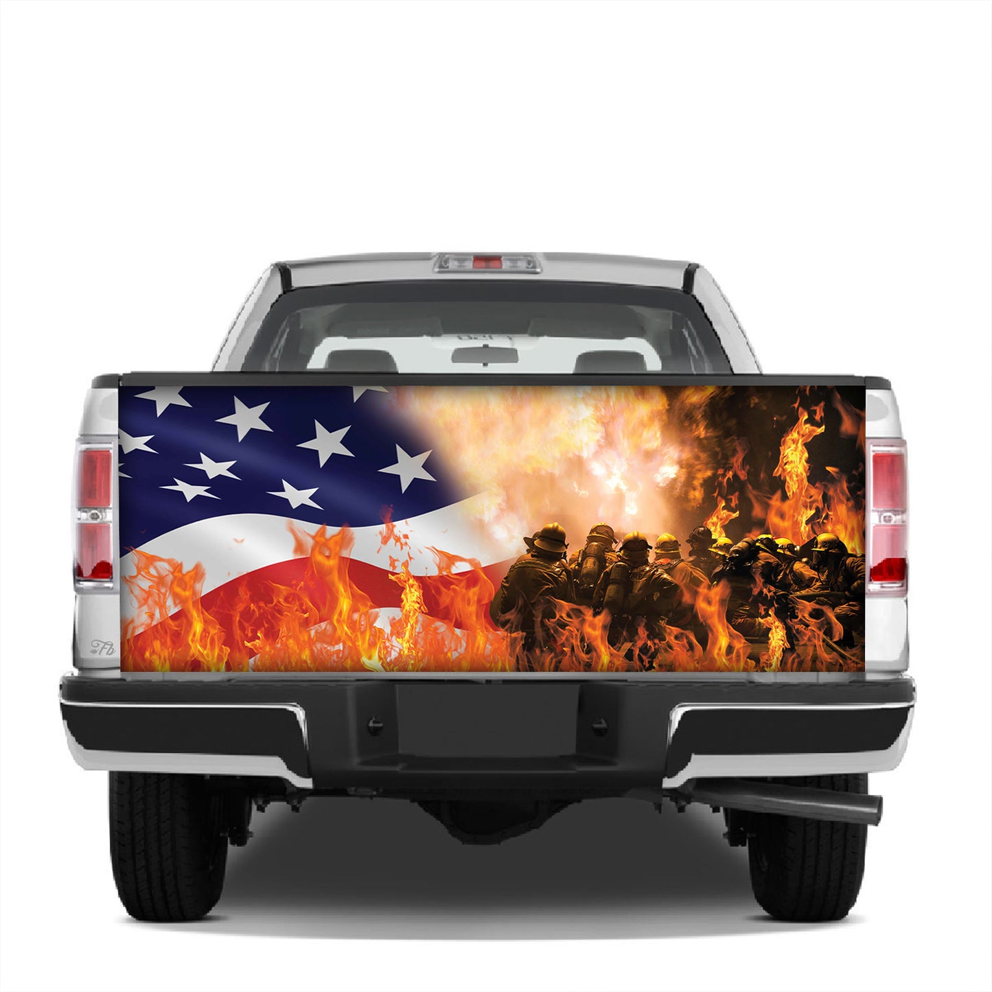 Petthouse | Firefighter American Tailgate Wrap, Fireman Dad Truck Decor Gift Idea