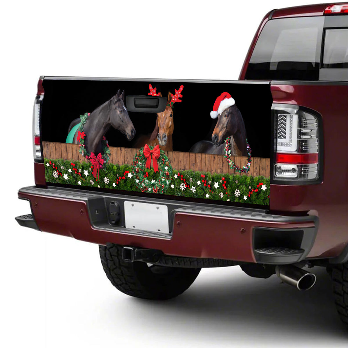 Petthouse | Christmas Horse Tailgate Wrap, Horse Team Tailgate Wrap, Christmas Car Decor, Horse Lover