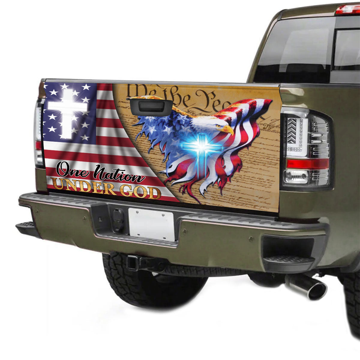 Petthouse | One Nation Under God Tailgate Wrap Christian God Bless America Tailgate Decal Car Accessories