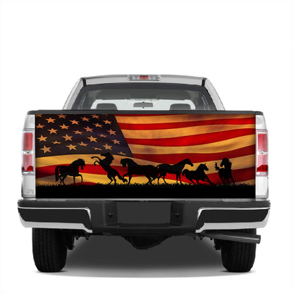 Petthouse | Horse American Flag Truck Tailgate Wrap Decal Horse Truck Vinyl Wrap American Flag Patriotic