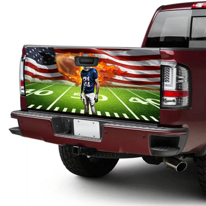 Petthouse | Rugby Ball Bright Flame Tailgate Wrap, Rugby Ball Car Decal, American Football Player Gift