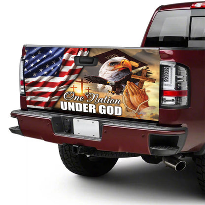 Petthouse | Bald Eagle American Patriot Bible One Nation Under God Tailgate Wrap Vinyl Graphic Decal Sticker