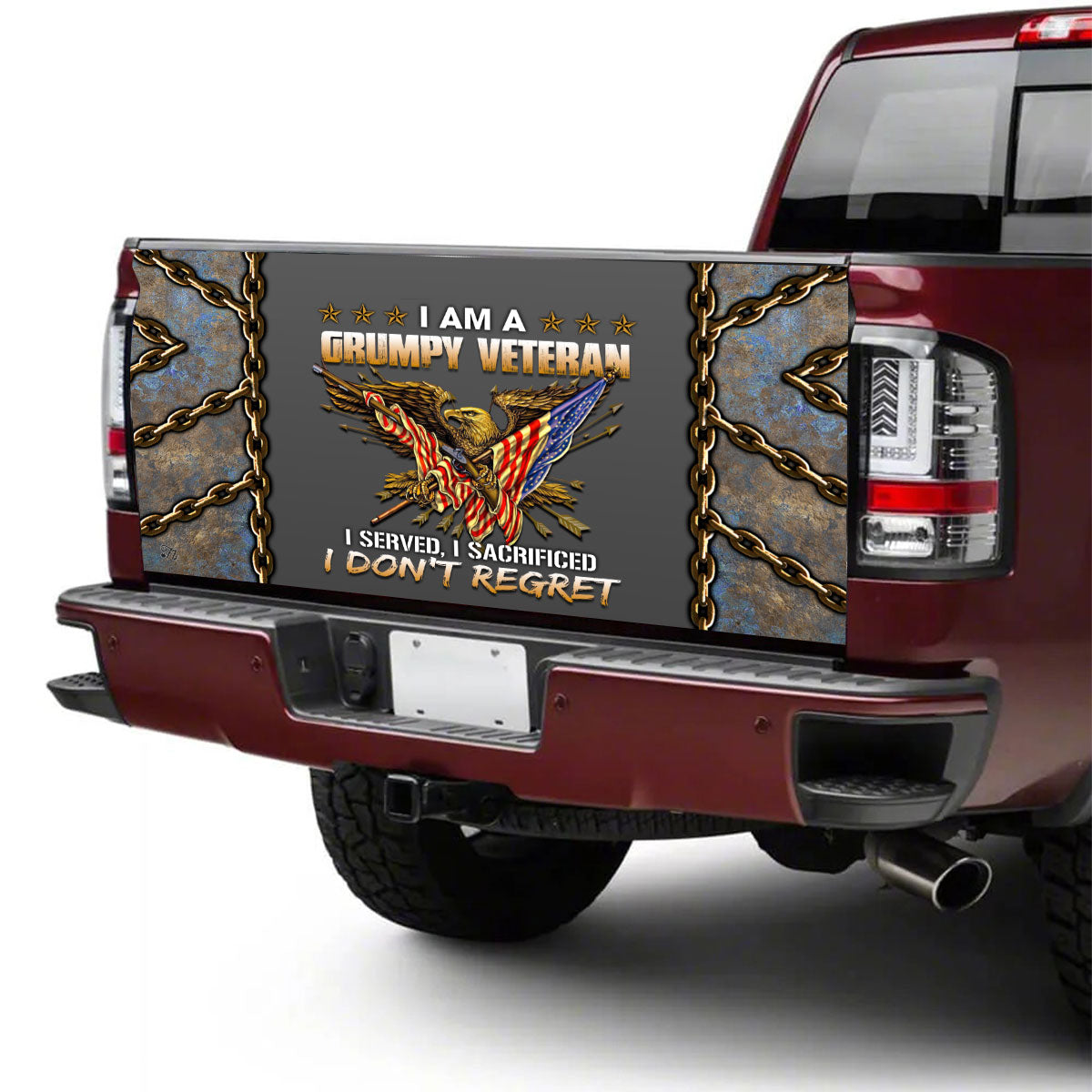 Petthouse | I Am A Grumpy Veteran Tailgate Wrap American Eagle Tailgate Cover I Served I Sacrificed