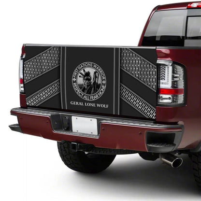 Petthouse | First Nations Warrior Tailgate Wrap Respect All Fear None Tailgate Cover Geral Lone Wolf Cover Decor