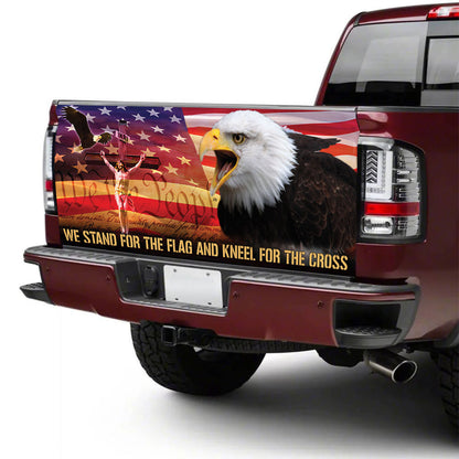 Petthouse | Eagle American Flag Tailgate Wrap We Stand For The Flag Tailgate Decal Jesus Christ