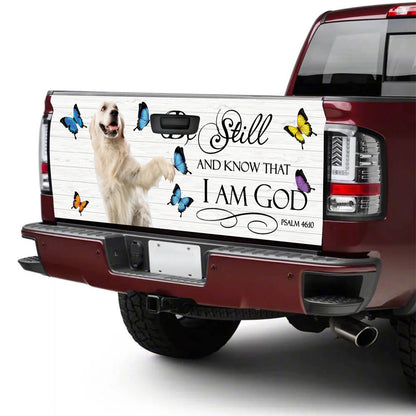 Petthouse | Golden Retriever Tailgate Wrap Puppies Dog Butterfly Be Still And Know That I Am God