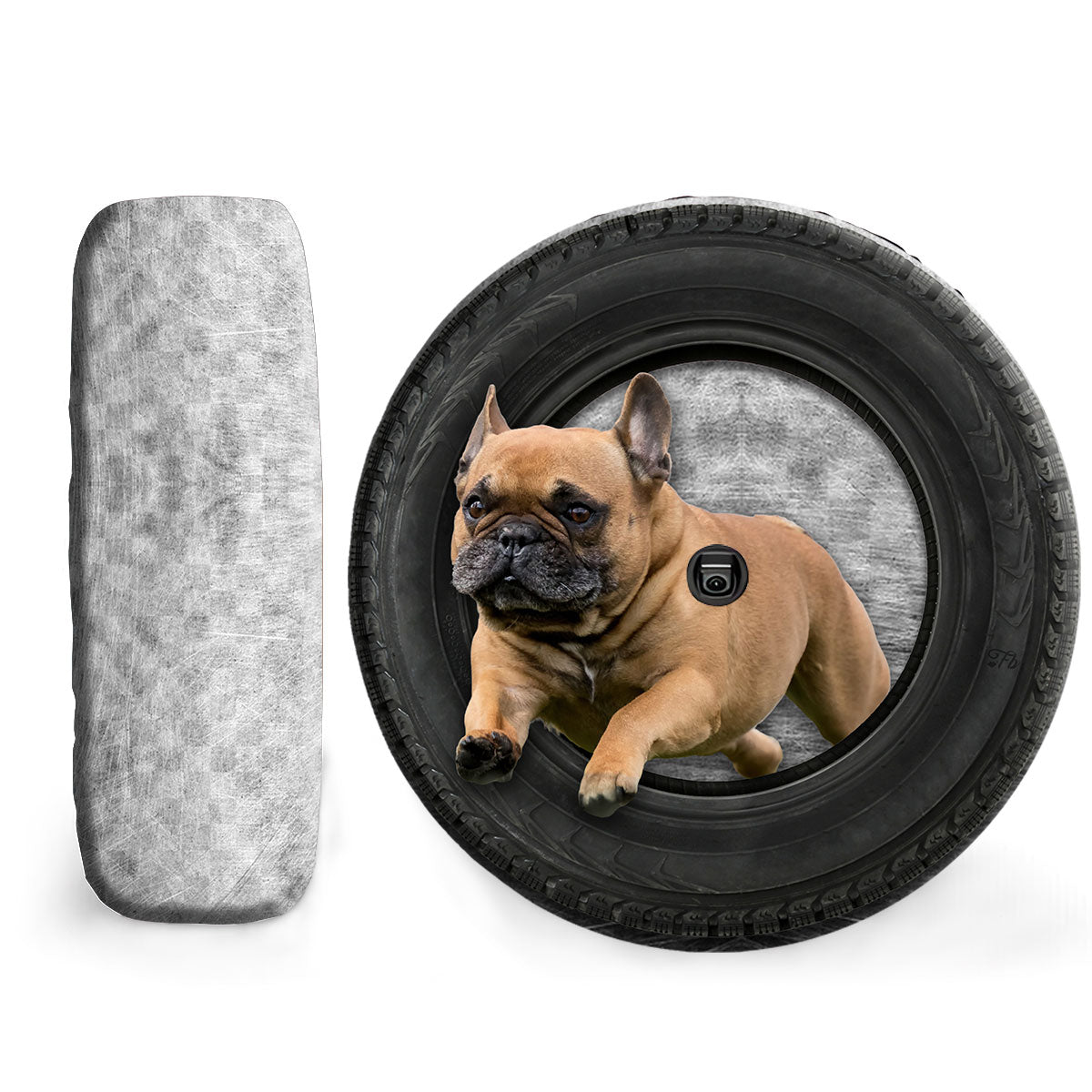 Petthouse | French Bulldog Running Funny Tire Cover For Car Dog Spare Tire Cover Trailer Tire Cover