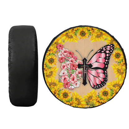 Petthouse | Christ Butterfly Tire Cover Hibiscus Pattern Tire Cover Sunflower Pattern Cover Car Decoration