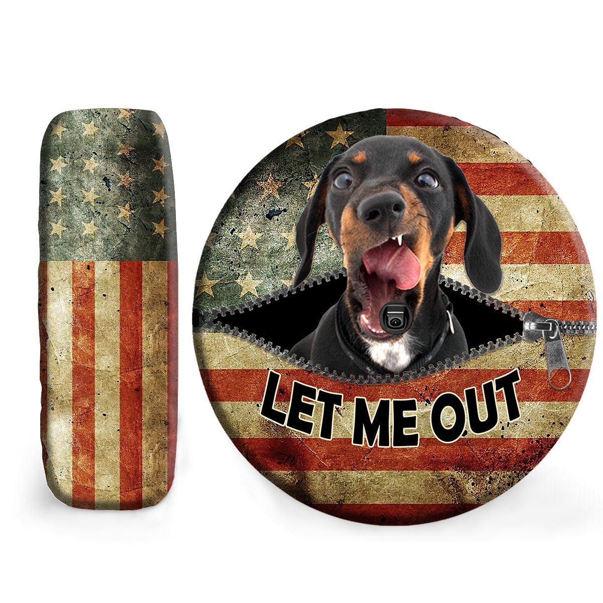 Petthouse | Customizable Dogs Photo Tire Protector Dachshund Vintage Usa Flag Universal Spare Tire Cover