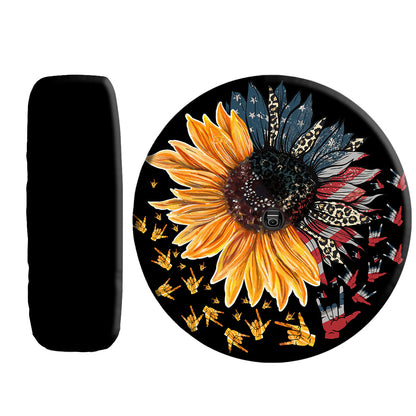 Petthouse | Sunflower Spare Tire Cover American Flag Wheel Cover Rock Hand Sign Tire Protector New Car Gift