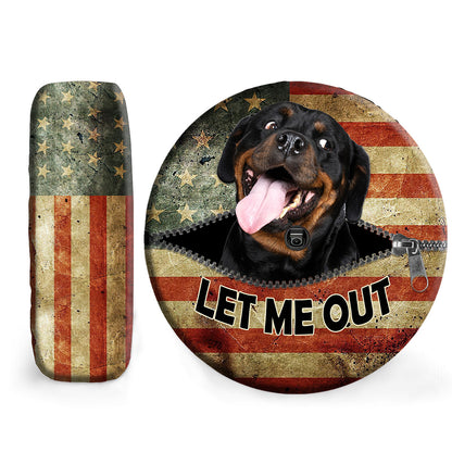 Petthouse | Rottweiler Custom Spare Tire Cover American Flag Add Your Personalized Photo Wheel Cover Dog Dad