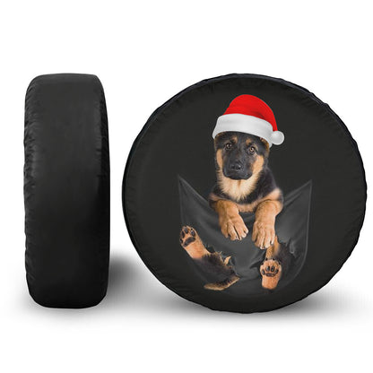 Petthouse | German Shepherd Pocket Wheel Cover, Santa Hat Shepherd Car Accessories, Puppy Lover