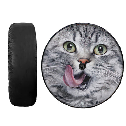 Petthouse | Long Hair Gray Cat Funny Cat Tire Cover Animal Tire Wheel Cover Cat Lover Cover Car Accessories