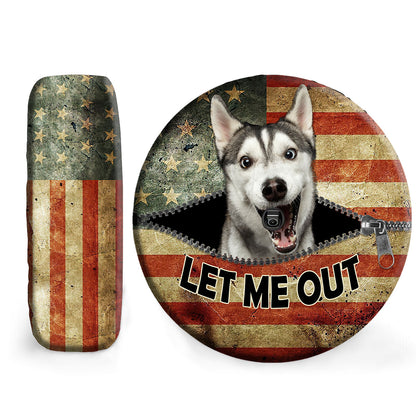 Petthouse | Customizable Tire Cover Dog Funny Husky Siberian Spare Tire Cover Trailer Tire Cover