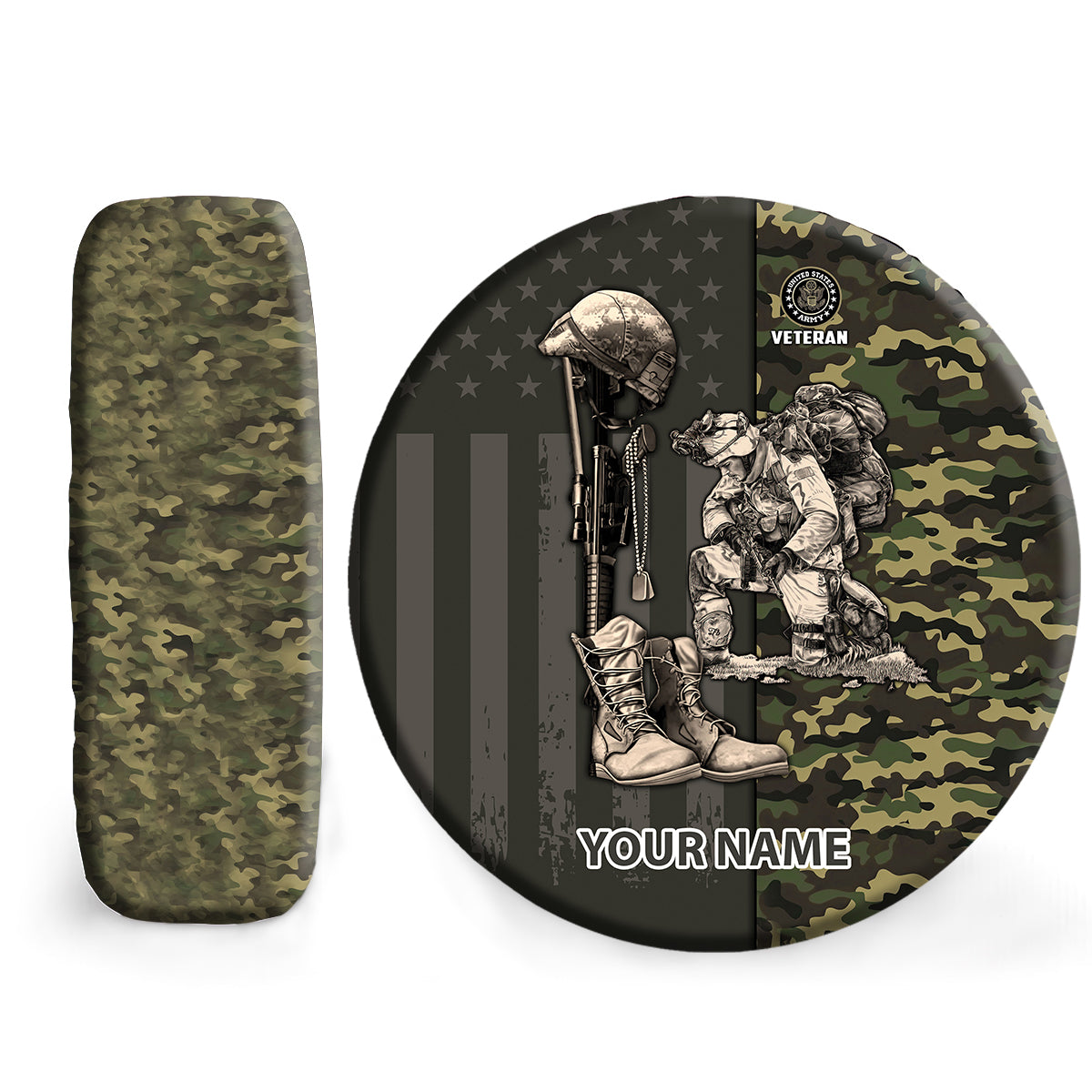 Petthouse | Personalized Gift Veteran Spare Tire Cover Veteran American Flag Camo Pattern Wheel Cover Veteran Gift