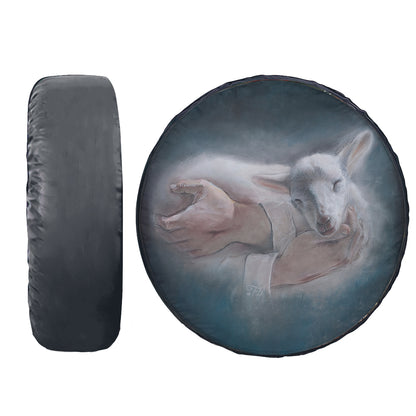 Petthouse | Jesus Shepherd Holding Lamb Chalk Drawing, God Hand Lamb Spare Tire Cover, Jesus Lover