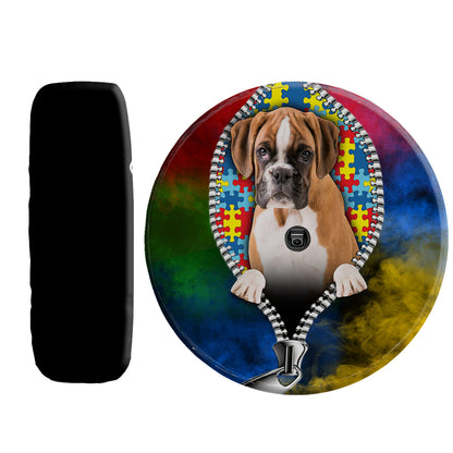 Petthouse | Boxer Colorful Wheel Spare Cover Dog Autism Awareness Wheel Protection Autism Acceptance Gift