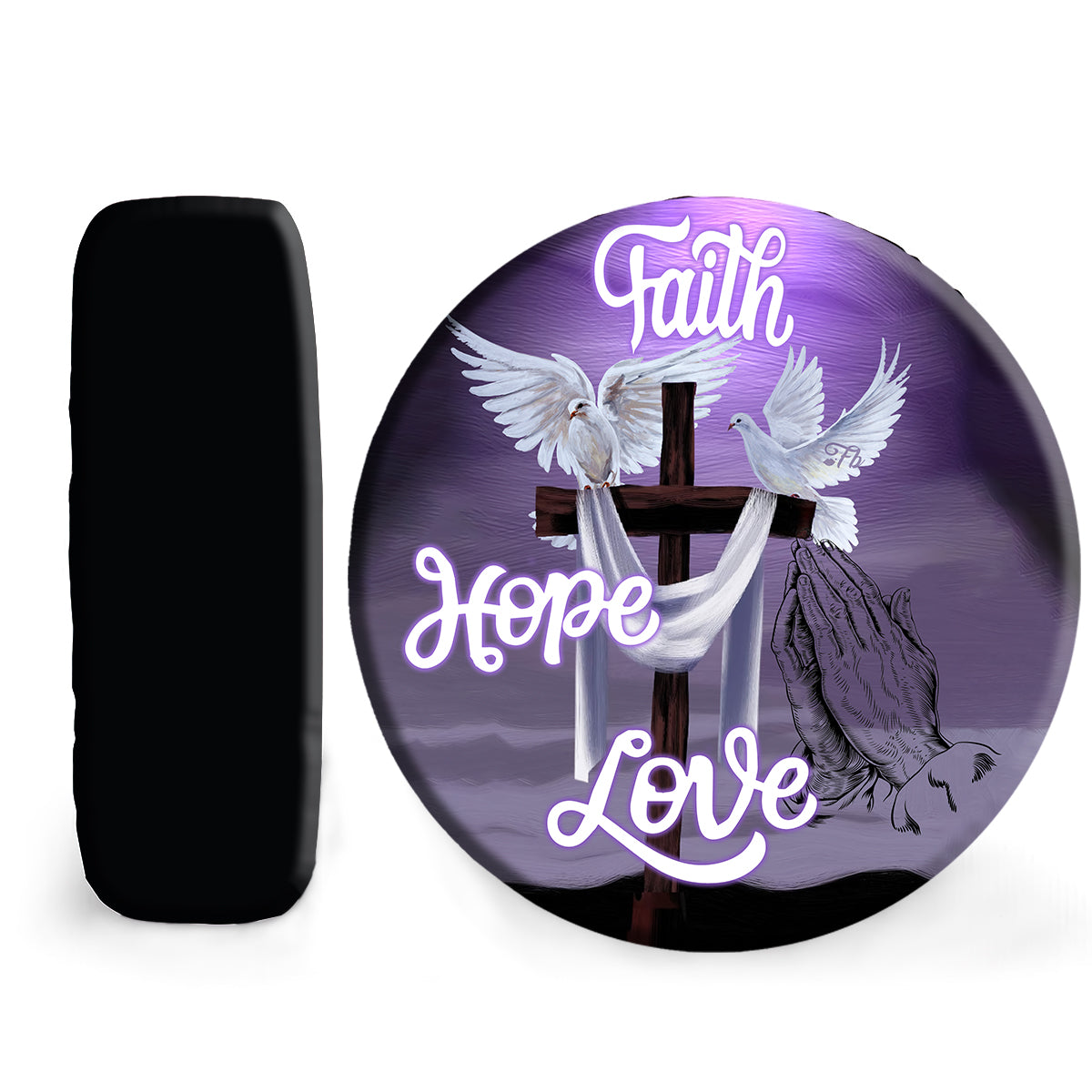 Petthouse | Faith Hope Love Spare Tire Cover Dove Cross Hand Prayer Christian Jesus Religion