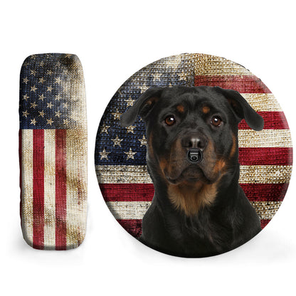 Petthouse | Rottweiler Tire Cover Dog American Flag Patriotic Wheel Tire Covers Weatherproof Tire