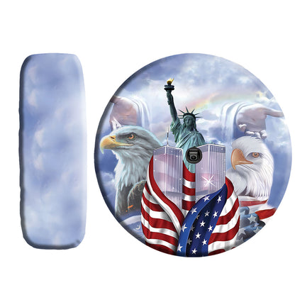 Petthouse | American Memorial Day 119 Spare Tire Cover Us Twin Towers Eagle Christ Truck Decor September 11th