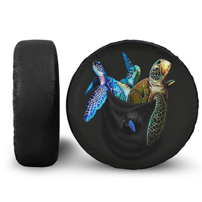 Petthouse | Turtle Family In Pocket Spare Tire Cover, Ocean Turtles Spare Tire Cover, Xmas Turtle